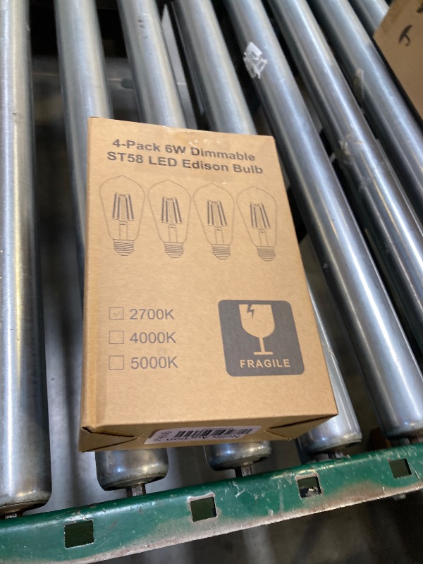 Photo 1 of PARTPHONER LED Light Bulbs Dimmable Vintage Edison Bulb, E26 LED Bulb 60W Equivalent 720 Lumens, Warm White 2700K, ST58 Antique LED Filament Bulb CRI 85+, Clear Glass, Pack of 4