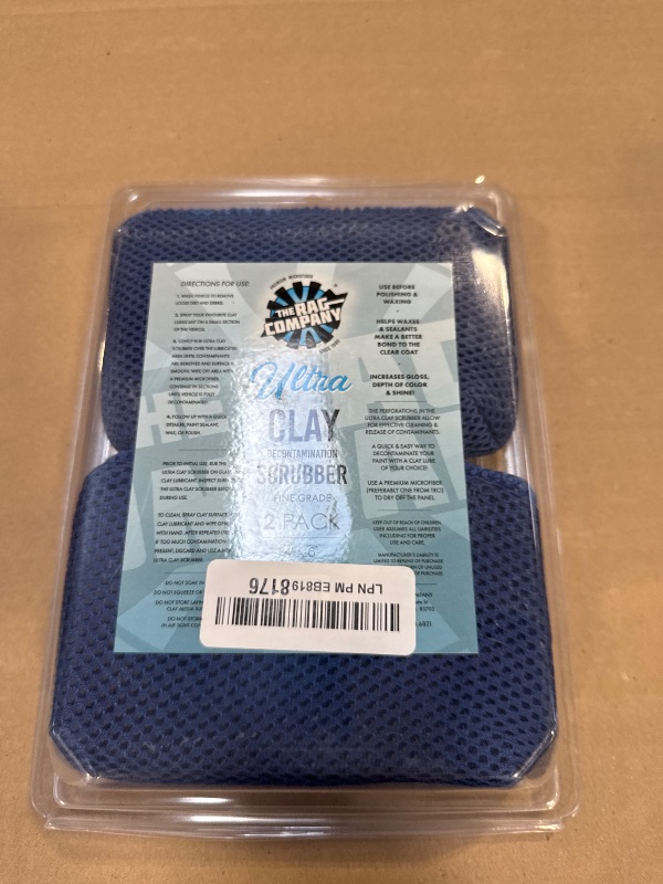 Photo 1 of The Rag Company - Ultra Clay Scrubber - Fast and Effective Removal of Paint Contaminants, Light Overspray, and More; Dual Sided Design for Scrubbing and Clay Work; Deep Clean Glass (2-Pack)