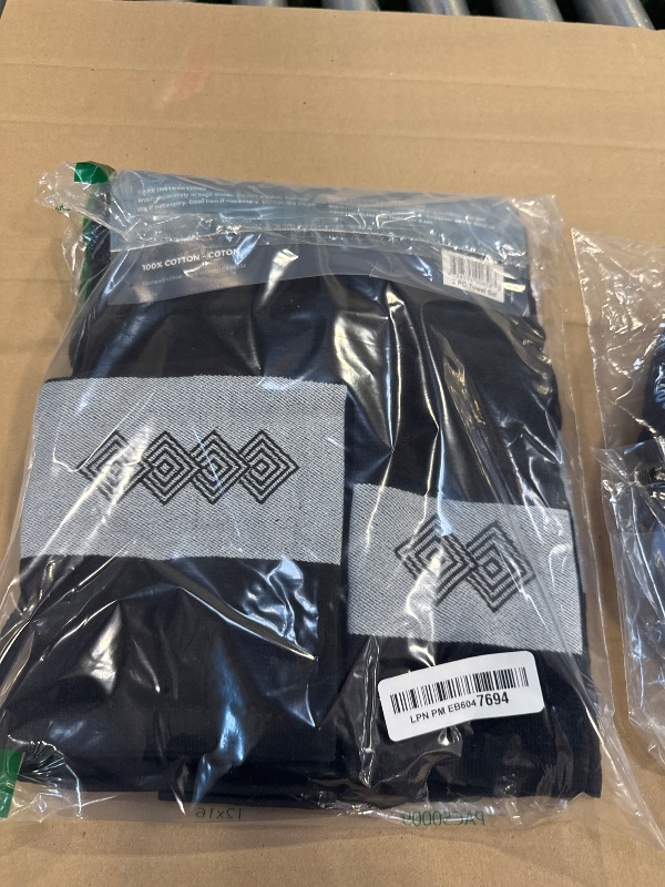 Photo 1 of Marina Decoration Premium Luxury Decor Ultra Soft 100% Cotton Embroidered Bathroom Modern 3 Piece Towel Set, Black Modern Square Pattern
