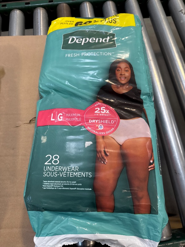 Photo 1 of Depend Fresh Protection Adult Incontinence & Postpartum Bladder Leak Underwear for Women, Disposable, Maximum, Large, Blush, 28 Count, Packaging May Vary