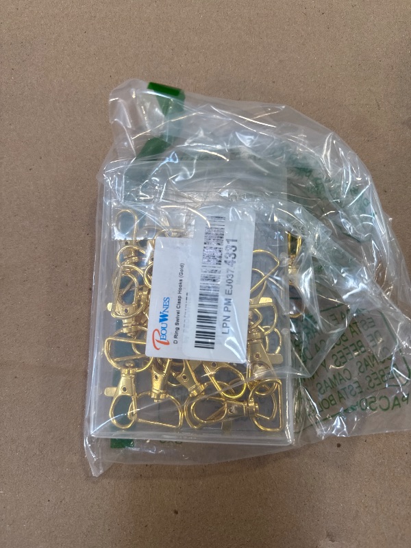 Photo 1 of PEOUWNES Swivel Clasp Hooks, Key Chain Clip Hooks, Gold D Ring Clip Lanyard Snap Hook for Keychain Making, Purse Hardware, Lanyard Making, DIY Craft (3/4” Inside Width)