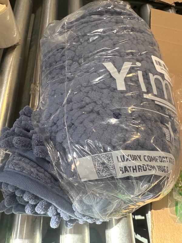 Photo 1 of Yimobra Bath Mats for Bathroom 36.2 x 24, Soft Shaggy Large Size Bath Rug, Non-Slip, Super Absorbent and Thick, Machine Washable Quick Dry Shower Rug, Bath Mat for Bathroom Floor, Denim Blue