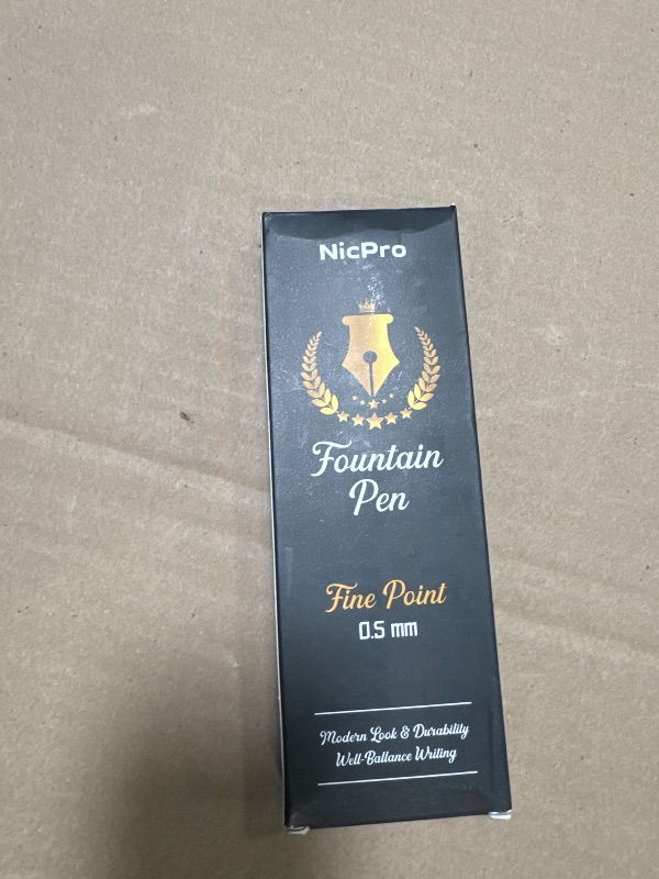 Photo 1 of Nicpro Fountain Pen Set with Box, Classic Black Fancy Pen with Converter, 0.5mm Fine Nib Smooth Writing Calligraphy, Luxury Gift Pen