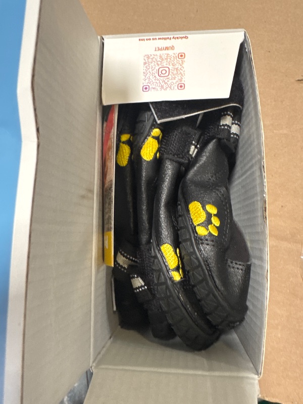 Photo 1 of QUMY Dog Shoes for Large Dogs, Medium Dog Boots & Paw Protectors for Winter Snowy Day, Summer Hot Pavement, Waterproof in Rainy Weather, Outdoor Walking, Indoor Hardfloors Anti Slip Sole Black Size 8
