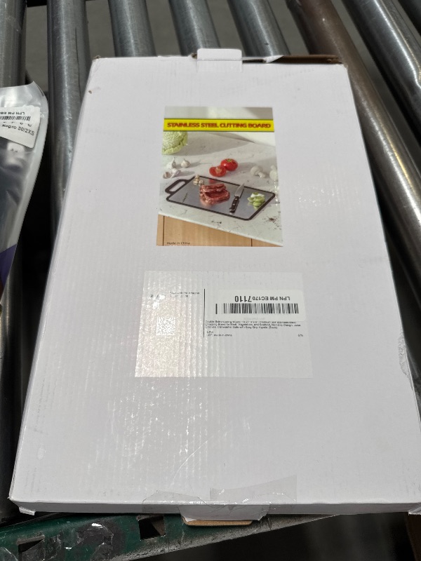 Photo 1 of Double-Sided Cutting Board, 15.27" x 9.6", Premium 304 Stainless Steel Chopping Board for Meat, Vegetables, and Seafood, Non-Slip Design, Juice Grooves, Dishwasher Safe with Easy Grip Handle (Black)