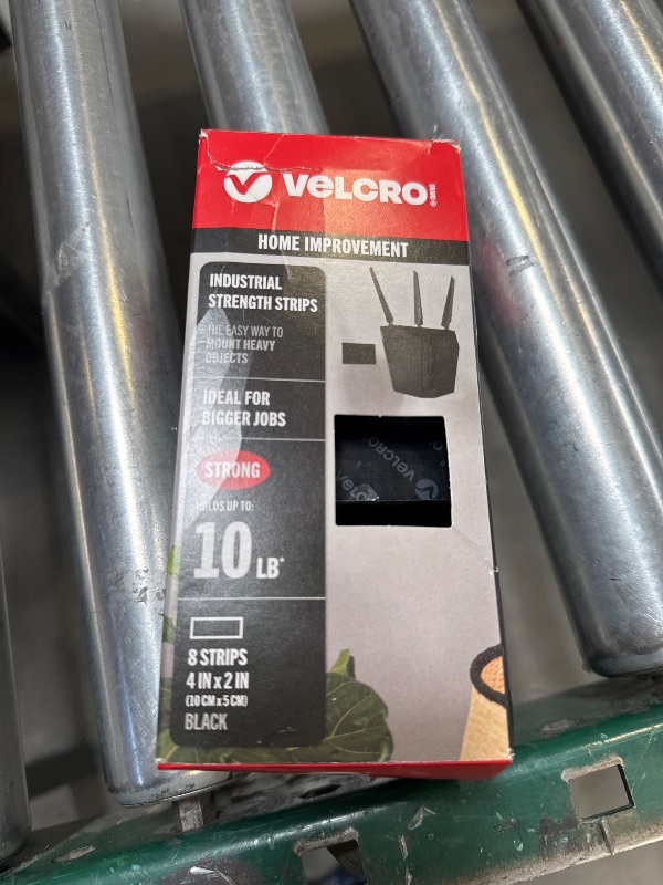 Photo 1 of VELCRO Brand Heavy Duty Fasteners | 4x2 Inch Strips with Adhesive 8 Sets | Holds 10 lbs | Black Industrial Strength Stick On Tape | Indoor or Outdoor Use (VEL-30703-USA), 8 Count (Pack of 1)