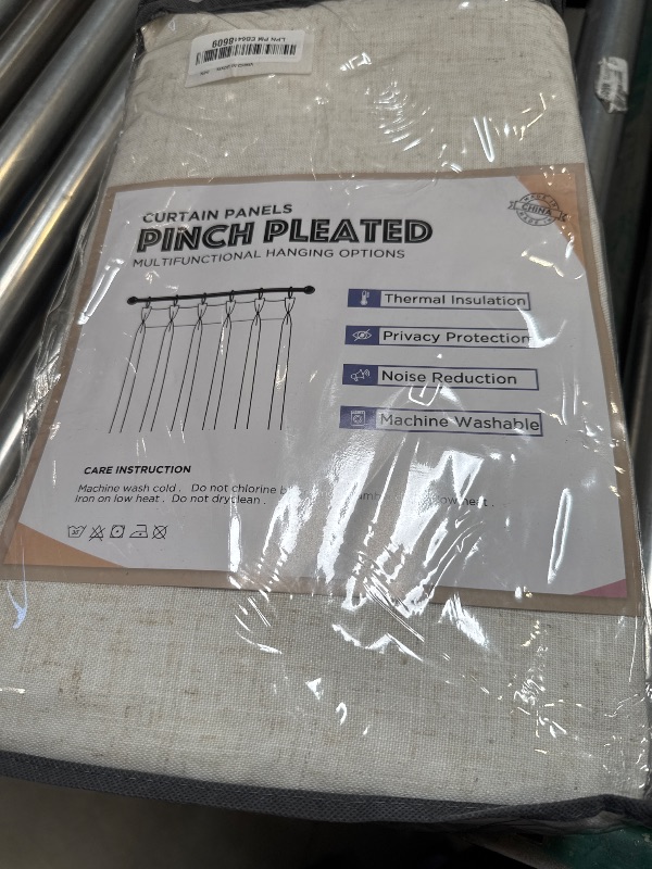 Photo 1 of CAPALOCA Pinch Pleated Blackout Curtains 96 Inches Long, Linen Blend, 100% Blackout Drapes with 20 Hooks, Ideal for Bedroom and Living Room, 40" W x 96" L (Pack of 2), Natural
