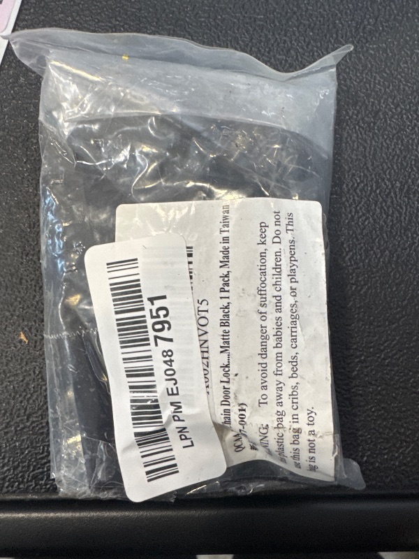 Photo 1 of QCAA Keyed Chain Door Lock, Die Cast Construction, Matte Black, 1 Pack, Made in Taiwan