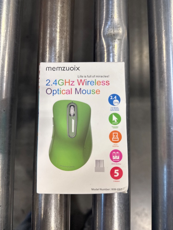 Photo 1 of Memzuoix 2.4G Wireless Mouse - 1200 DPI Portable Computer Mouse with USB Receiver for Laptop, PC, Desktop, MacBook - 5 Buttons (Mint Green)