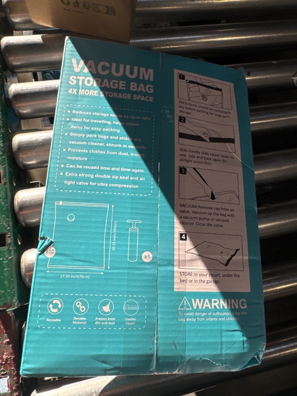 Photo 1 of Vacuum Storage Bags - 10 Jumbo Space Saver Bags With Pump for Clothes, Comforters, Blankets, Bedding