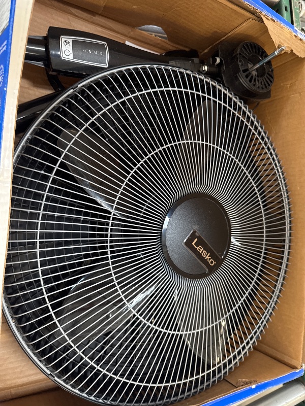 Photo 1 of Lasko 18" Oscillating 4-Speed Large Room Pedestal Fan with Remote Control Adjustable Height Durable Metal Grill Great for Office, School and Home S18605, Black