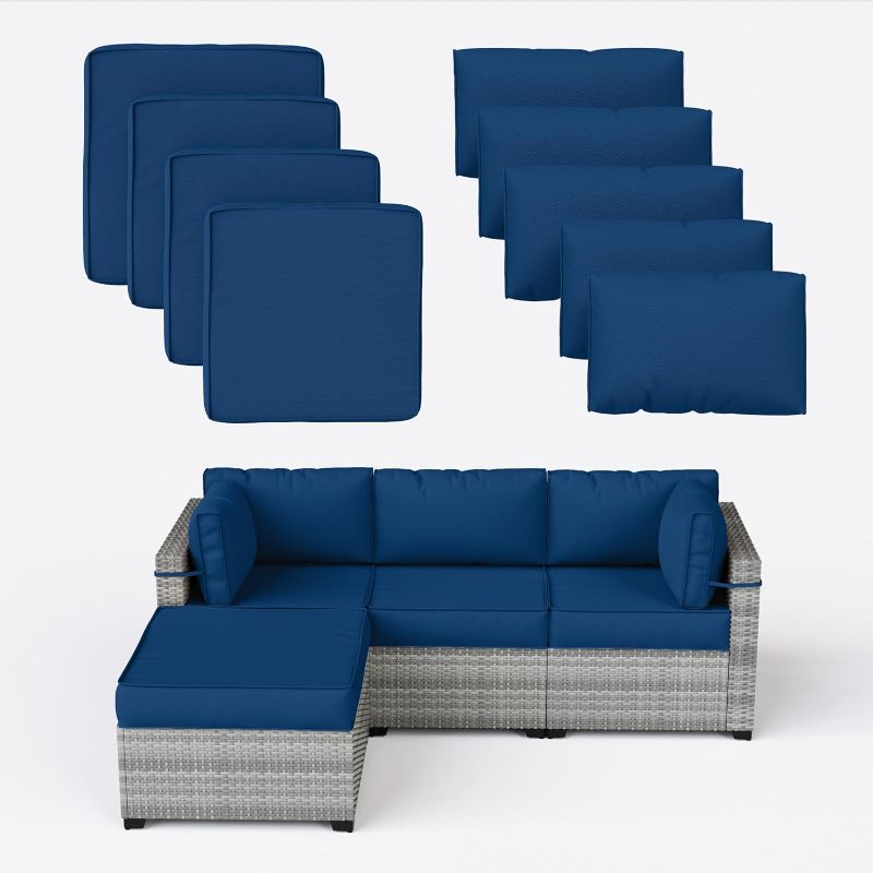 Photo 1 of 9 Pcs Outdoor Patio Cushions Covers Replacement Waterproof with Zipper for 5 Pcs Patio Furniture Set, Covers Only
