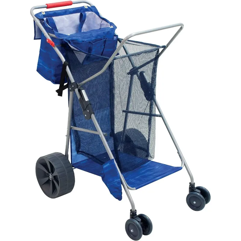 Photo 1 of Rio Beach Wonder Wheeler Deluxe Utility, Lawn, and Beach Foldable Cart, Blue