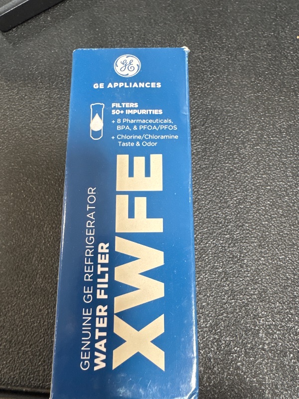 Photo 1 of GE XWFE Refrigerator Water Filter, Genuine Replacement Filter, Certified to Reduce Lead, Sulfur, and 50+ Other Impurities, Replace Every 6 Months for Best Results, Pack of 1