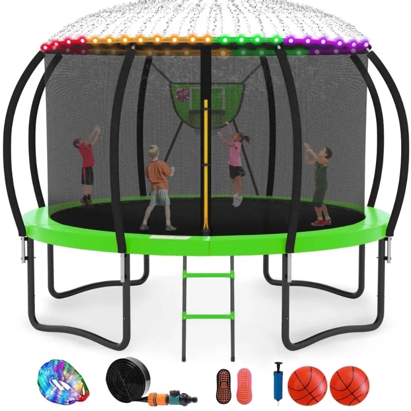 Photo 1 of GVDV 12FT Outdoor Trampoline, Backyard Recreational Pumpkin Trampoline for Kids