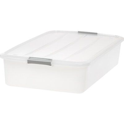 Photo 1 of IRS100118 50 Qt. Latch Lid Underbed Storage Box, Clear & Gray
