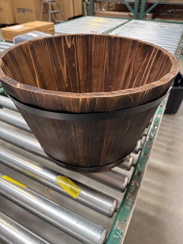 Photo 1 of Better Homes & Gardens 17 in Wood Whiskey Barrel Planter
