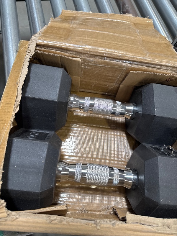 Photo 1 of CAP Barbell Hex Rubber Dumbbell with Metal Handles, Heavy Dumbbells Choose Weight (5lb, 8lb, 10lb, 12lb, 15lb, 20 Lb, 25lb, 30lb, 35lb, 40lb, 45lb, 50lb, 55lb, 105lb, 110lb, 115lb) (20lb x 2)