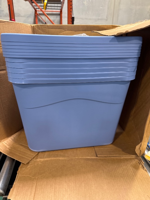 Photo 1 of Sterilite Large Storage Bin, 18 Gallon Plastic Storage Container with Snap-On Lid, Blue Moonlight, Pack of 5

