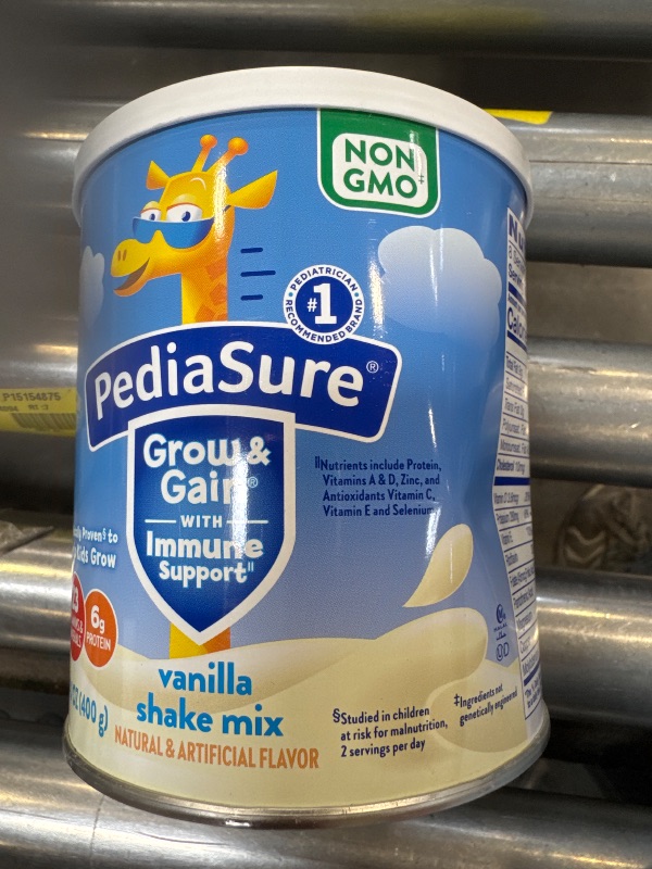 Photo 1 of PediaSure Grow & Gain with Immune Support Shake Mix Powder, Kids Shake, 23 Vitamins and Minerals, 6g Protein, Helps Kids Catch Up On Growth, Non-GMO, Gluten-Free, Vanilla, 14.1-oz Can, 8 Servings
