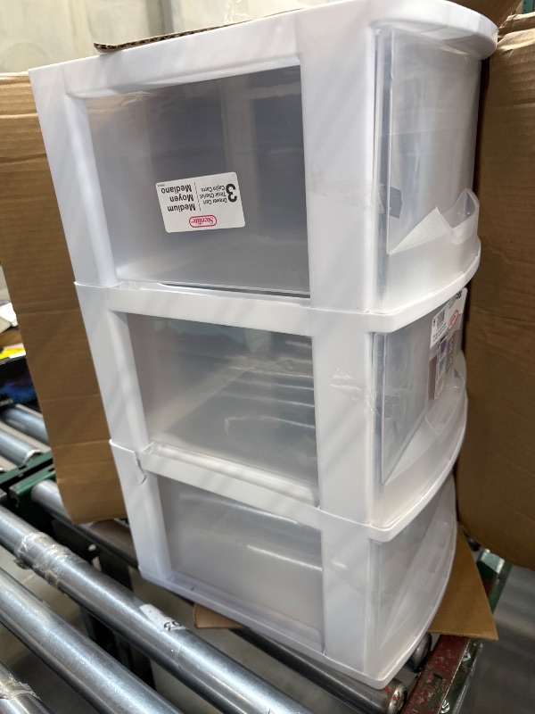 Photo 1 of Sterilite Plastic Storage Organizer, 3 Drawer Rolling Bin Cart, Closet Organization, White