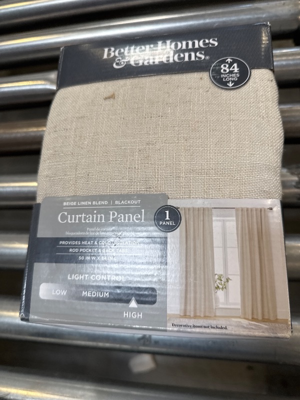 Photo 1 of Better Homes & Gardens Blackout Linen Blend Curtain Rod Pocket Back Tab Panel 50 X 84 Papyrus Beige
