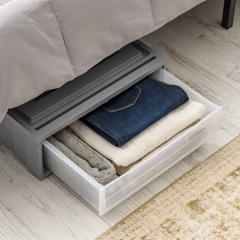 Photo 1 of IRIS Under Bed Storage Containers, Plastic Storage Drawer, Gray Chest