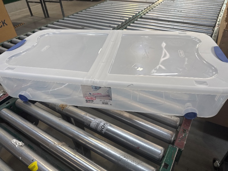 Photo 1 of Sterilite Ultra 62 L Stadium Blue Wheeled Underbed Storage Box Blue
