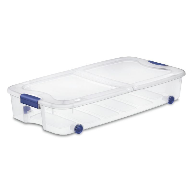 Photo 1 of Sterilite Ultra 62 L Stadium Blue Wheeled Underbed Storage Box Blue
