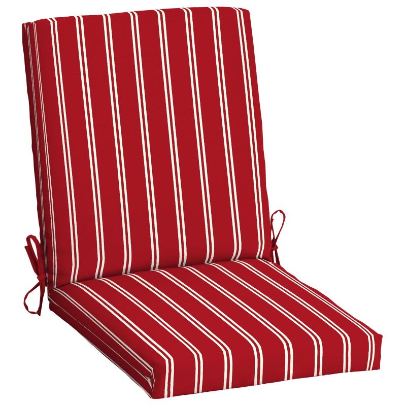 Photo 1 of 37" L X 19.5" W Classic Red Stripe 1 Piece Rectangle Outdoor Chair Cushion