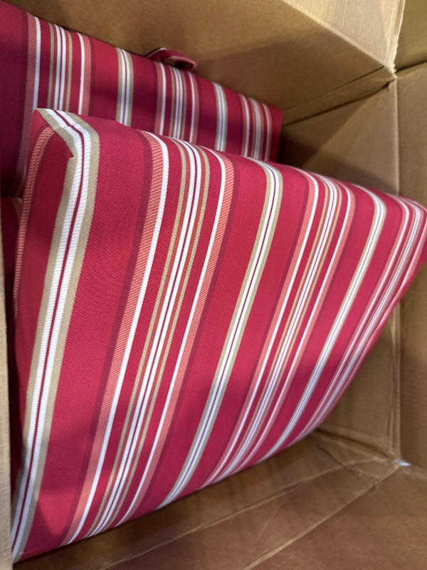 Photo 1 of Better Homes & Gardens 44 L X 21 W Red Stripe 1 Piece Rectangle Outdoor Chair Cushion
