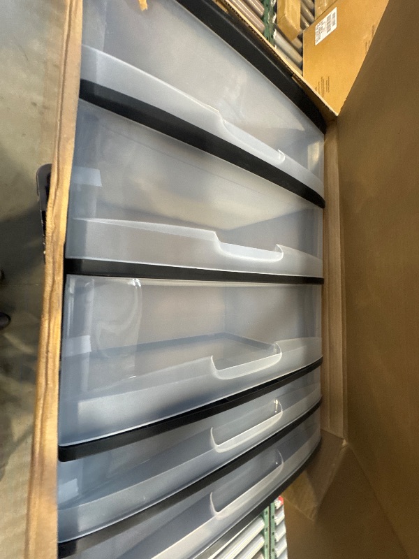 Photo 1 of Sterilite 5 Drawer Wide Tower- Black