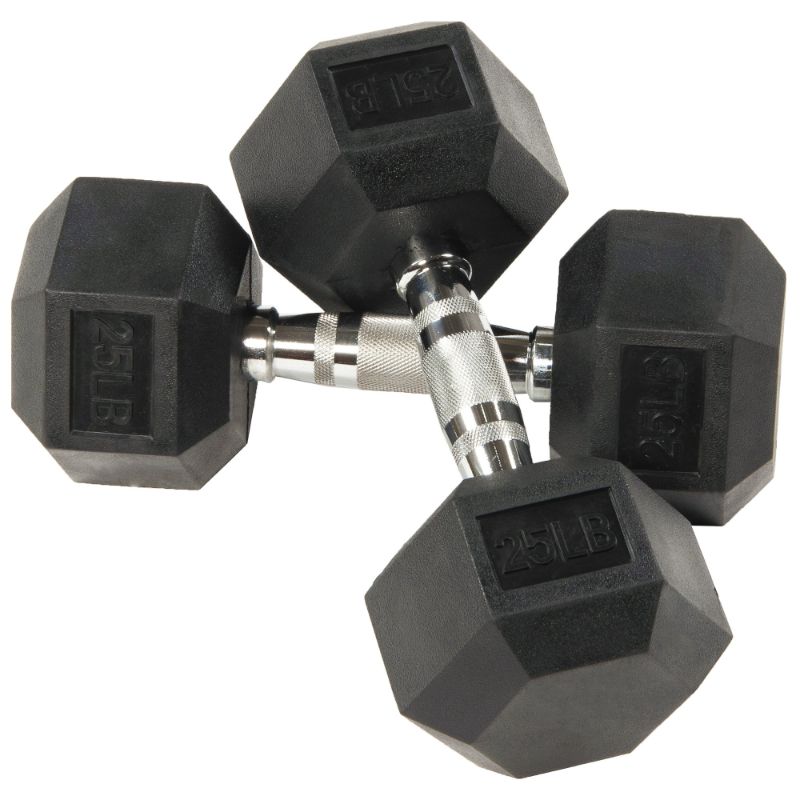 Photo 1 of  Dumbbells, 25lb Pair, Black
