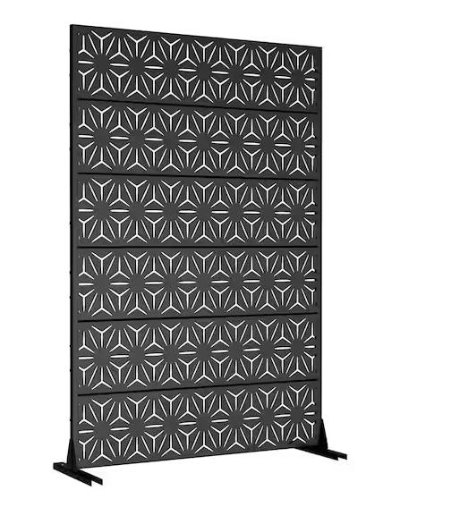 Photo 1 of 46.8 in. W x 71.37 in. H White Galvanized Sheet Outdoor Private Screen Decorative Art Panel
