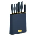 Photo 1 of Thyme & Table 7-Piece Slim Block Knife Set with Gold Blades and Blue Block