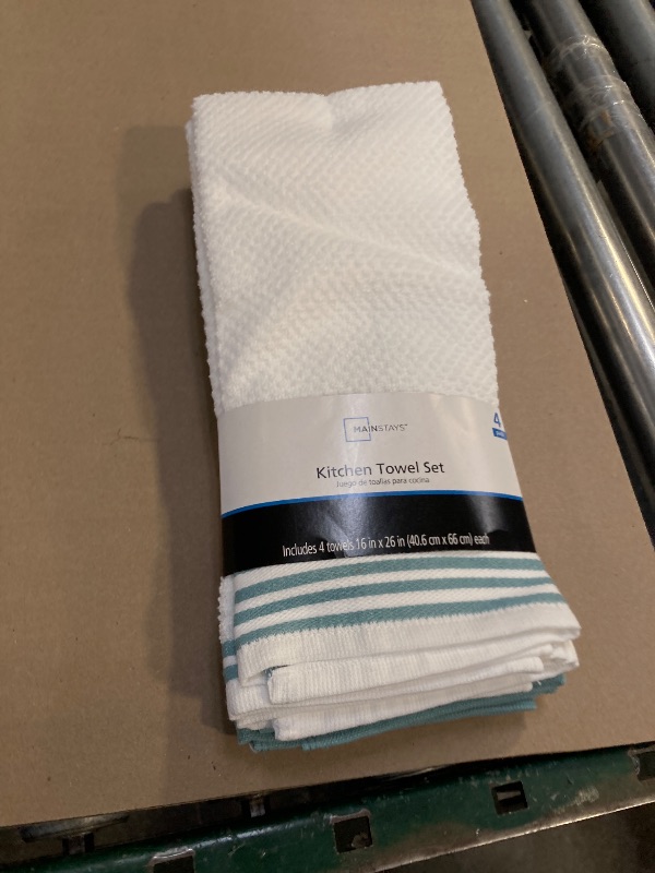 Photo 1 of Mainstays 4-Pack 16”x26” Woven Kitchen Towel Set, Topaz