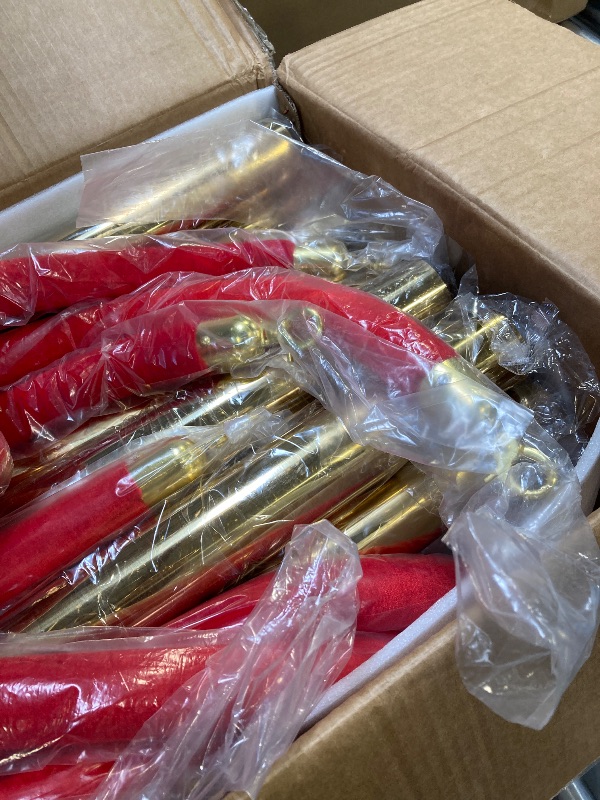 Photo 1 of Happybuy 8 - Piece Gold Stanchions with 6 Red Velvet Ropes: Premier Crowd Control for Party and Event Supplies