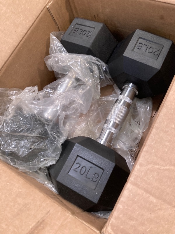 Photo 1 of 2PCS RUBBER DUMBBELLS 20LBS 