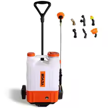 Photo 1 of Battery Powered Backpack Sprayer with Cart 0-94 PSI Adjustable Pressure 4 Gallon Tank on Wheels with 8 Nozzles and 2 Wands 12V