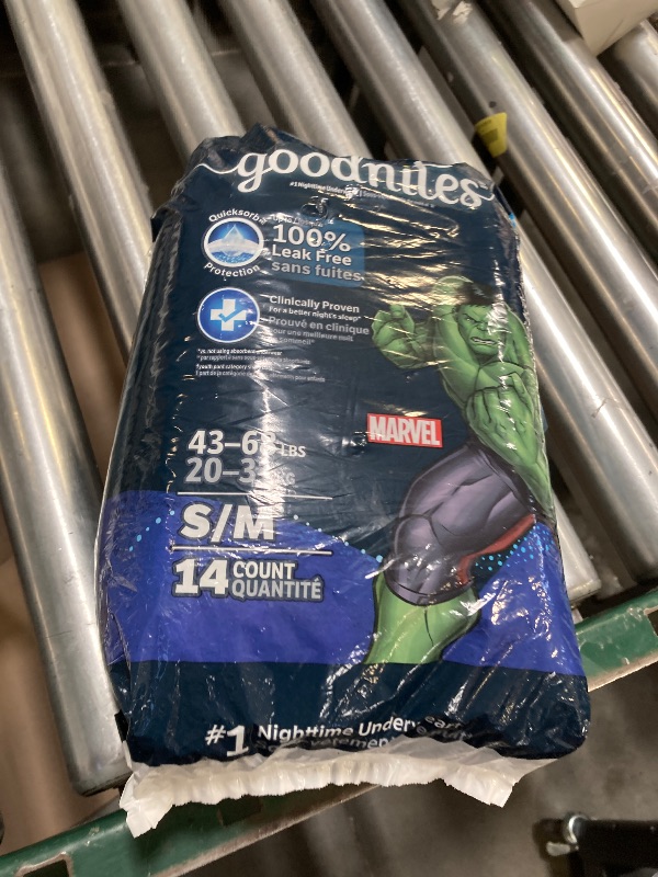 Photo 1 of Goodnites Boys' Nighttime Bedwetting Underwear, Size S/M (43-68 lbs), 14 Ct, Packaging May Vary