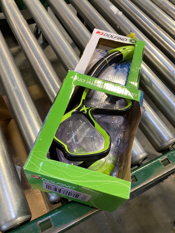 Photo 1 of Adult Open Mask and Snorkel Set, Black/Green, Unisex