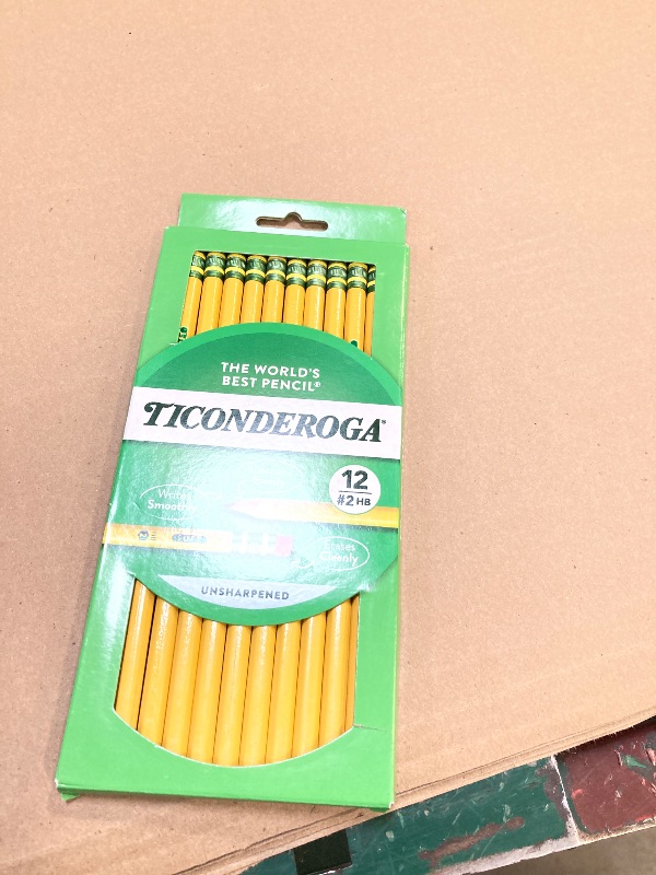 Photo 1 of Ticonderoga Wood-Cased Pencils, Unsharpened, 2 HB Soft, Yellow, 12 Count