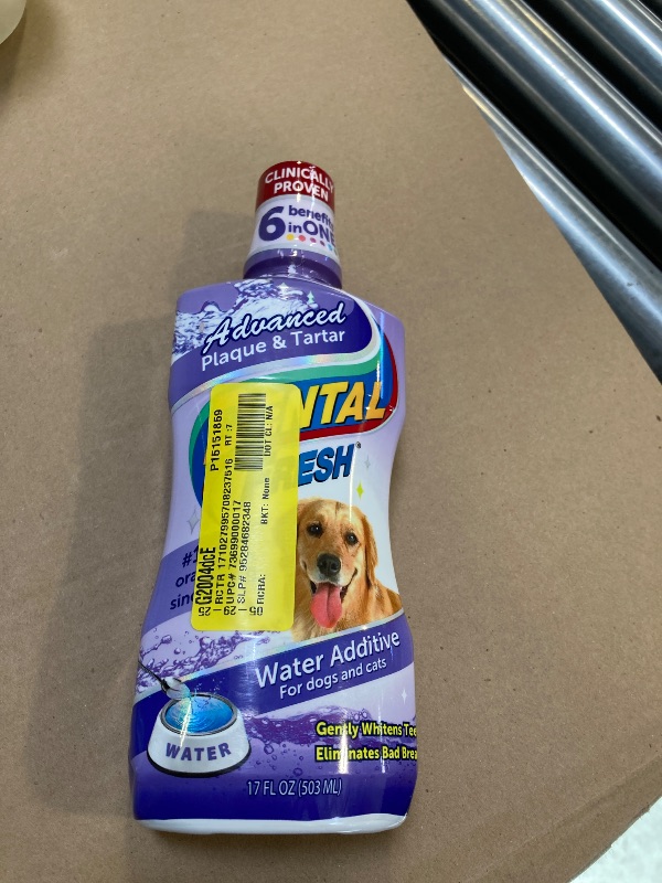 Photo 1 of Dental Fresh Advanced Plaque and Tartar Water Additive, 17oz – Dog Teeth Cleaning Formula to Freshen Breath and Improve Cat & Dog Dental Care