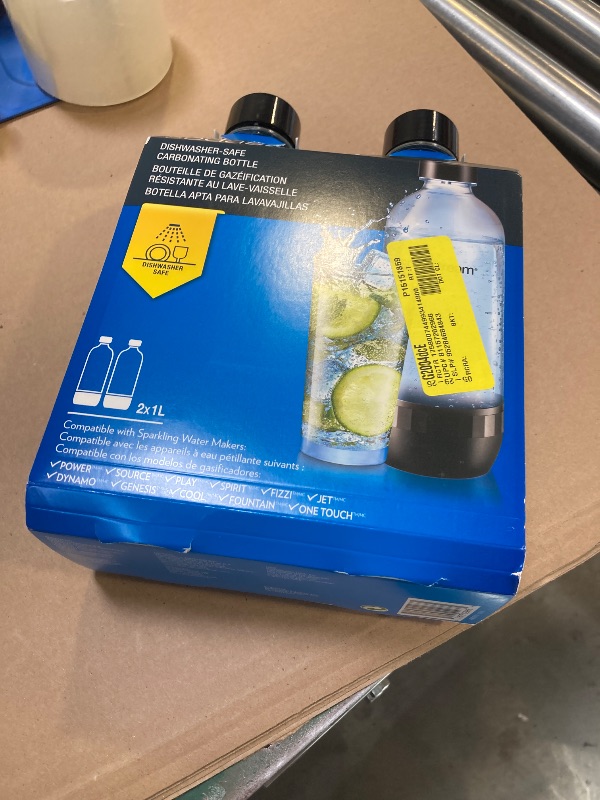 Photo 1 of SodaStream Classic Dishwasher Safe 1L Carbonating Bottle, Pack of 2 (Black)