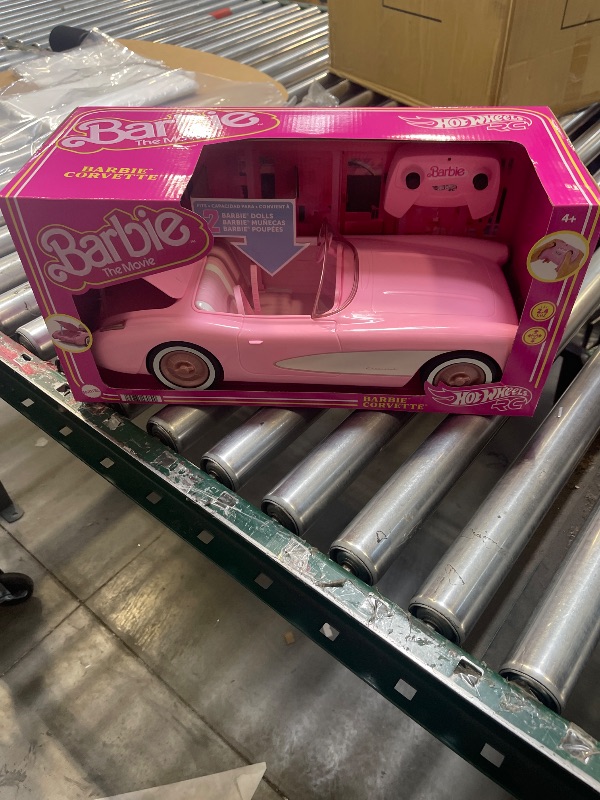Photo 1 of Barbie Hot Wheels RC Corvette from The Movie, Full-Function Remote-Control Toy Car Holds 2 Dolls