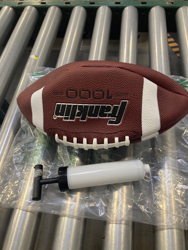 Photo 1 of Franklin Sports Official Size Football - All-Weather 1000 Regulation Outdoor Football - Synthetic Leather Adult Ball - Extra Grip Official Size - Brown + White