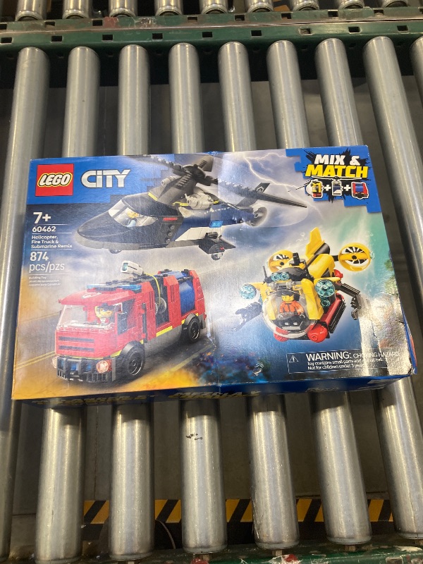 Photo 1 of LEGO City Helicopter, Fire Truck & Submarine Remix Kids Toy - 3 Building Toys in 1 for Boys and Girls, Ages 7+ - Gift Idea for Birthdays and Holidays - with 3 Minifigures - 60462