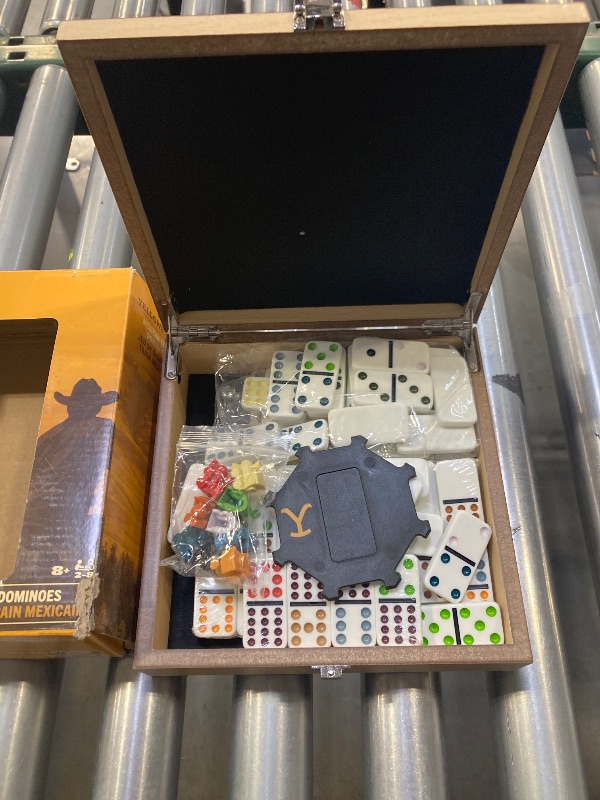 Photo 1 of Spin Master Games, Yellowstone Mexican Train Dominoes Set, Classic Tile Board Game in Wood Case for Family Game Night, Modern Dominoes, for Adults and Kids, 2-8 Players Ages 8 & Up