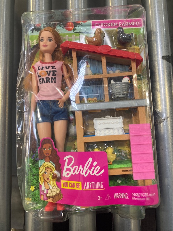 Photo 1 of Barbie Careers Playset, Chicken Farmer Set with Fashion Doll with Red Hair & Boots, Henhouse, Chickens & Accessories 