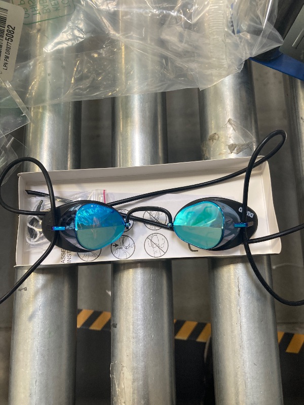 Photo 1 of Arena Unisex Swedix Mirror Racing Goggles for Men and Women, Exclusive Split Lenses, Rubber Coating, Smoke/Blue/Black